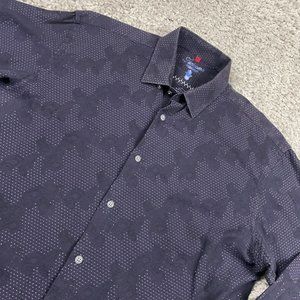 Luckiano Visconti Button Down Shirt Mens Sz Medium Black Dot Paisley Embroidery